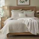 Bedsure King Size Quilt Bedspread, Thin Comforter, Oatmeal Coverlet