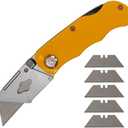 TWOMEM Lightweight Folding Utility Knife Quick Change Blade Box Cutter for Cartons, Cardboard and Boxes Lock-back Mechanism with 5 Extra Blades