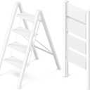 GameGem 4 Step Ladder, Folding Step Stool with Anti-Slip Wide Pedal