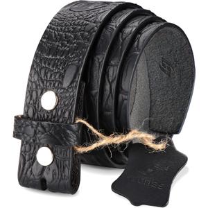 HJones Western Belts for Men without Buckle,Cowboy Belt Buckles for Men,1.5" Wide Genuine Leather Belt No Buckle (42, Black-crocodile)