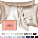 Silk Pillow Cases 2 Pack Standard Size with Hidden Zipper, Mulberry Silk Pillowcase for Hair and Skin, Smooth and Soft Breathable Cooling Silk Satin Pillowcase Set of 2, Gifts for WomenChampagne