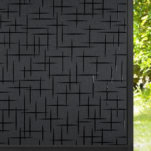 rabbitgoo Blackout Window Film, Sun Light Blocking Room Darkening Privacy Window Cover, Removable Day Sleep Black Out Shades Tint for Home Frosted Glass Film, 3D Cross, Black, 23.6" x 78.7"