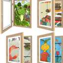 4 Pack Kids Art Frames 8.5x11 Inch Kids Artwork Flip Frame Changeable for Picture Display, Children School Drawing Projects Storage, Horizontally Vertically Wall Hanging, Front Opening, Wood