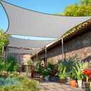 ShadeMart 8' x 14' Grey Rectangle Sun Shade Sail UPF50 Canopy Fabric Cloth Screen smTAPR0814, Water and Air Permeable & UV Resistant, Heavy Duty, Carport Patio Outdoor - (We Customize Size)