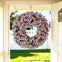 Patriotic Memorial Day Wreath, 4th of July 250th Anniversary Front Door Wreath, Red White Blue Faux Silk Flower Wreath, All-Weather Greenery Wall Porch Decor for Veterans Day Flag Day Independence Day
