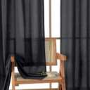 OWENIE Colin Black Curtains 84 Inches Long for Bedroom Living Room 2 Panels Set, Semi Sheer Light Filtering Soft Linen Textured Curtain, Modern Rod Pocket Drapes, 2 Panels, Each 42 x 84 Inch