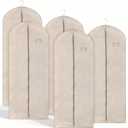 5 Pcs Cotton Garment Bags for Hanging Clothes, 24 x 55 Inch Suit Bags for Closet Storage Thickened Breathable Suit Bag with View Window for Suits, Overcoats, Coats, Jackets, Shirts