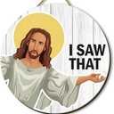 2 x Funny Christmas Wooden Wreaths for Front Door Gag Xmas Welcome Sign White Elephant Gifts for Adults Jesus Christmas Decorations for Home