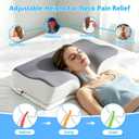 Adjustable Thin Firm Pillow & Pillow Riser Set, 3-Pack Memory Foam Inserts with Silky Cooling Cover, Stackable Height Pads for Custom Loft, Comfortable Neck & Shoulder Pain Relief (Contour), Standard