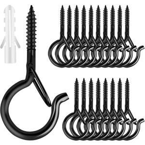 Q Hangers 25 PCS Screw-in Hooks for Outdoor String Lights, Swivel Hanging Basket Patio Light Hooks with Safe Buckle Screw in Planter Eye Hook for Wall Ceiling