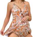 DEBELLY Maternity Tankini Two Piece Swimsuit Pregnancy Swimwear Spaghetti Strap Adjustable Self Tie Bow Back Cross Bikini, XL