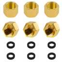12pcs Brass Pipe Cap, 1/4 Inch NPT Hex Head Pipe Fitting Caps with Rubber Gasket Faucet Valve Caps Brass Compression Cap for Closing off Pipes