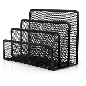 Desk Mail Organizer, File Holder Letter Sorter with 3 Vertical Upright Metal Mesh Compartments Document, Filing, Folders, Mail, Paper Organizer for Home or Office Desktop (1PCS)
