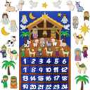 Nativity Advent Calendar 2 Ft Felt Religious Christmas Advent Calendar for Kids Jesus Christian Nativity Scene Countdown to Christmas with 24 Pockets Wall Decor Gifts for Toddlers Home Party