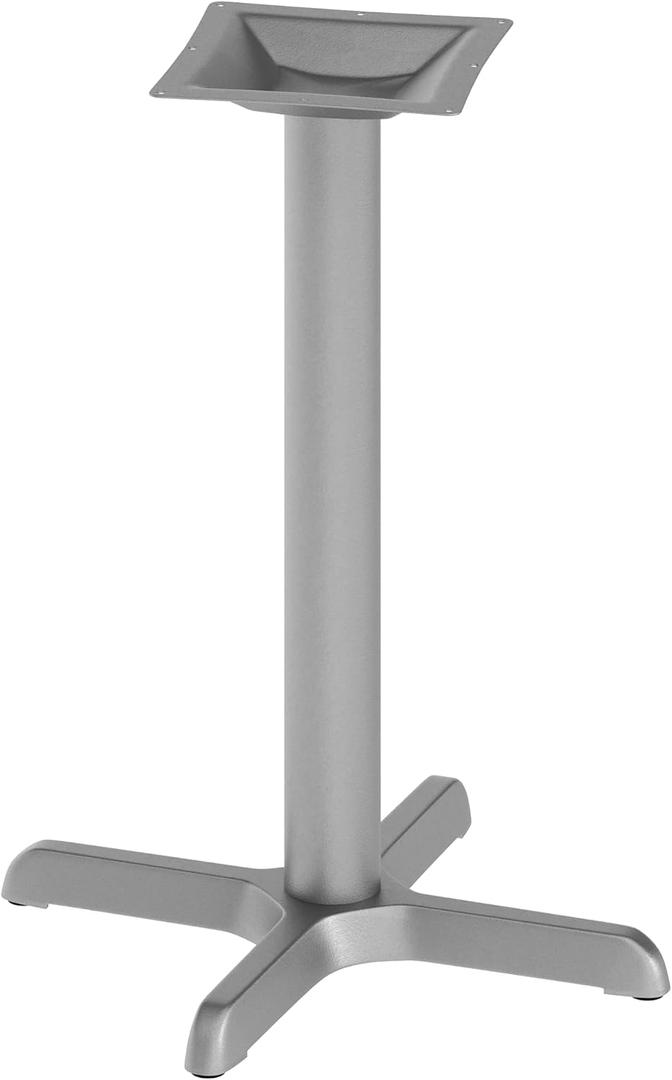 Flash Furniture Beverly 22" x 22" Restaurant Table X-Base with 3" Diameter Table Height Column, Commercial X-Base Cast Iron Table Base, Silver, Set of 1