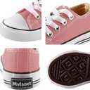 Mvlsoct Boys and Girl Low Top Canvas Kids Lace up Sneakers (7 Narrow Toddler, Pink)