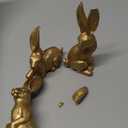 DN DECONATION Easter Decor Bunny Figurines, Vintage Gold Bunny Decor, Resin Small Rabbit Statue Set of 3, Easter Rabbit Bunnies for Table Spring Home Decorations