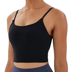 Women's Strappy Stretch Sports Bra Longline Yoga Tank Top Fitness Bra Workout Camisole Crop Tops for Teen Girl S