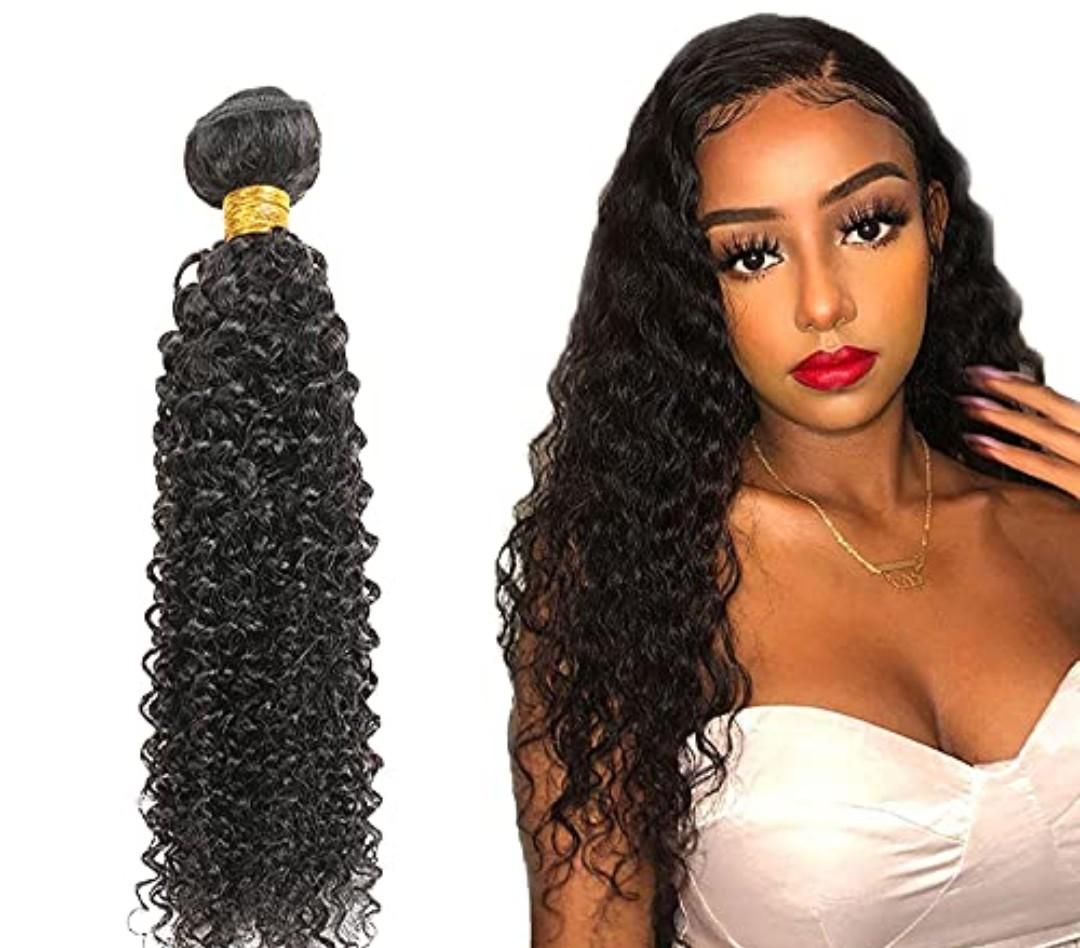 Kinky Curly Bundles Human Hair 30 Inch #1B Natural Black Curly Wave Bundle Human Hair Extensions Unprocessed Virgin Remy Hair 1 Bundle 50 Gram Per Bundle For Women