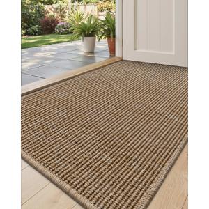 DEXI Dirt Trapper Door Mat, 24x39 Washable Doormat, Dirt Resistant and Absorbent, Easy Clean Low-Profile Floor Rugs for Entryway, Front Door, and Inside Entrance, Beige