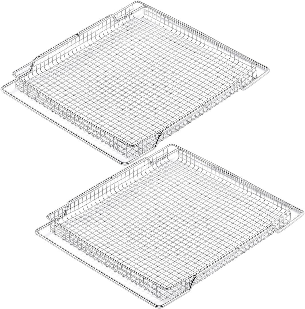 BOV800XL Air Fryer Basket Replacement Parts for Breville Countertop Smart Oven Air Fryer Rack 304 Stainless Steel Oven Rack Convection Toaster Oven BOV845BSS Wire Rack B0V800XL Mesh Basket 2 Pcs