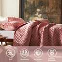 Cosybay Velvet Quilt Set Queen 3pcs Box Stitch Oversized Bedspread Coverlet, Full/Queen