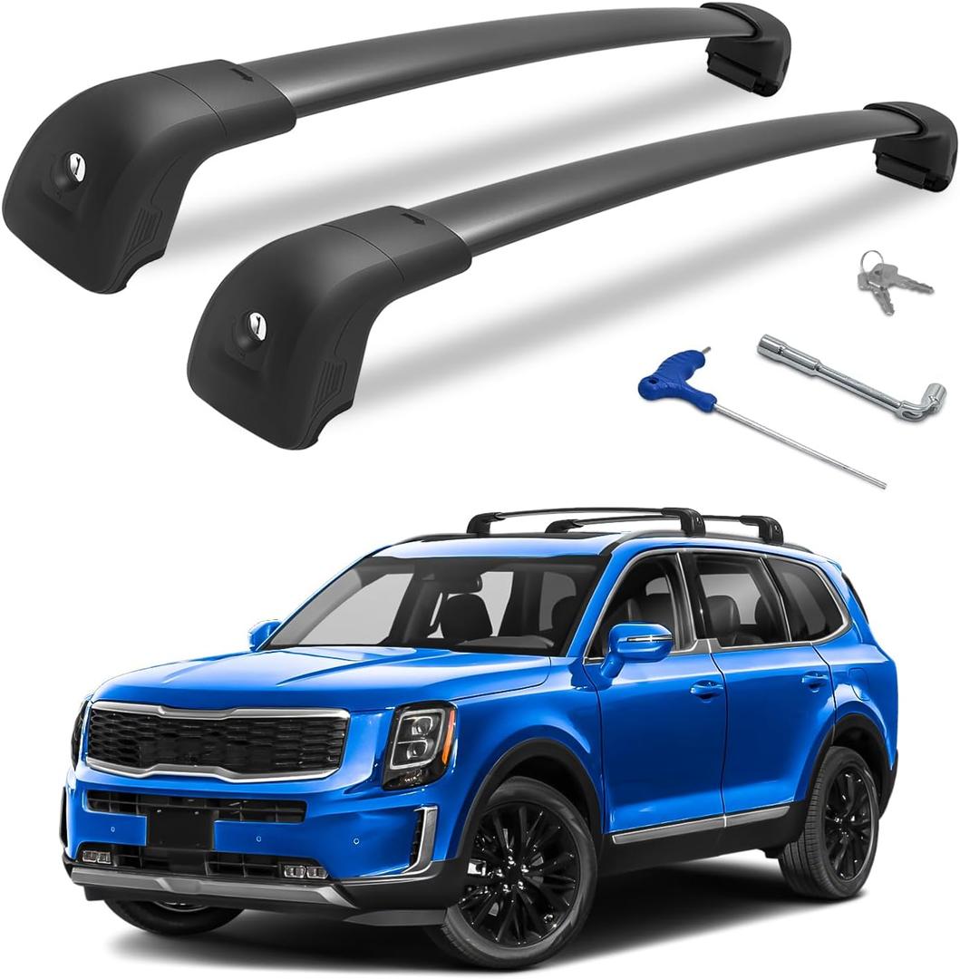 Roof Rack Cross Bars Fit for Kia Telluride 2019-2026 EX S SX SX-Prestige (Not for LX, X-Line, X-Pro), Aluminum Heavy Duty 300lbs Lockable Roof Rails Crossbars for Rooftop Cargo Luggage