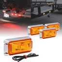 TRUE MODS 4pc 2.5" Amber LED Trailer Marker Light w/Chrome Bezel [DOT FMVSS 108] [SAE P2PC] [Surface Mount] [Waterproof IP67] Side Marker Lights for Trailer Truck (4 Pack)