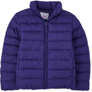 The Children's Place Girls' Medium Weight Wind-Resistant, Water-Resistant Puffer Jacket (3X-Large, Deep Purple)