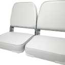 Folding Boat Seats 2 Pack, Low Back Bass Boat Seat for Fishing Jon Pontoon with Stainless Steel Screws, Light Gray