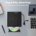 7 in 1 External DVD Drive, External CD/DVD Drive for Laptop USB 3.0 & Type-C, Portable CD/DVD +/-RW Disk Drive, CD/DVD Burner CD ROM External Drive for Laptop Desktop PC Windows 10/11 XP Mac Linux
