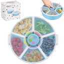 Kids Original Snack Spinner Bundle - Reusable Snack Container with 5 Compartment Dispenser and Lid | BPA and PVC Free | Dishwasher Safe | No Spill, Leakproof,for Toddlers,School (Blue)