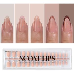 BTArtboxnails XCOATTIPS Fall Press on Nails - French Tip Press on Nails, Medium Almond Nail Tips False Nails, Skin Tones Soft Gel Nails, Soak Off Acrylic Fake Nails Art Extensions