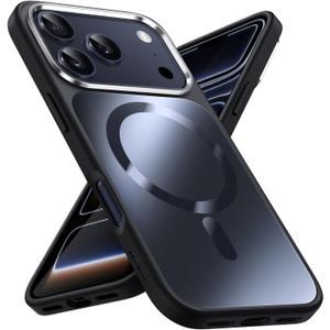 JETech Magnetic Case for iPhone 17 Pro Max 6.9-Inch Compatible with MagSafe, Luxury Metallic Luster Matte Back Slim Shockproof Electroplated Phone Cover (Black)