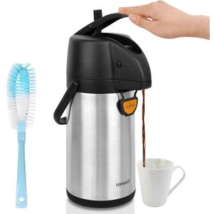 Airpot Coffee Dispenser Thermal with Pump,2.2L/74 Oz Insulated Stainless Steel Large Airpot Coffee Carafe Lever Action for Hot/Cold Water,Thermal Carafes for Hot Cocoa for Parties