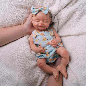 BABESIDE Full Body Silicone Reborn Baby Dolls - 16 Inch (Weight 4 lb) Weighted Full Silicone Realistic-Newborn Baby Doll (The Tongue can be Removed) with Complete Accessories & Gift Box (Blue-sherry)