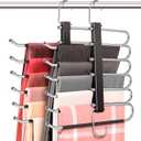 HUITEM Space Saving 6 Tier Pant Hangers, Anti-Slip, Stainless Steel, 2 Pack, Black