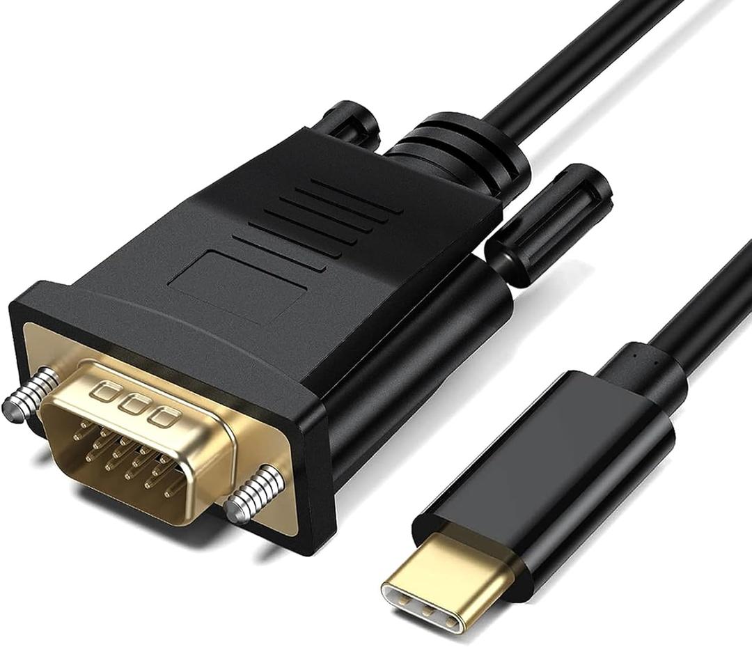 USB C to VGA Cable 3FT, USB Type-C to VGA Male to Male Adapter Cord Thunderbolt 3 Compatible VGA to USB-C Cable for iPhone 15 Pro, MacBook Pro/Air, iPad Pro, Surface Book 3, Galaxy S23, More