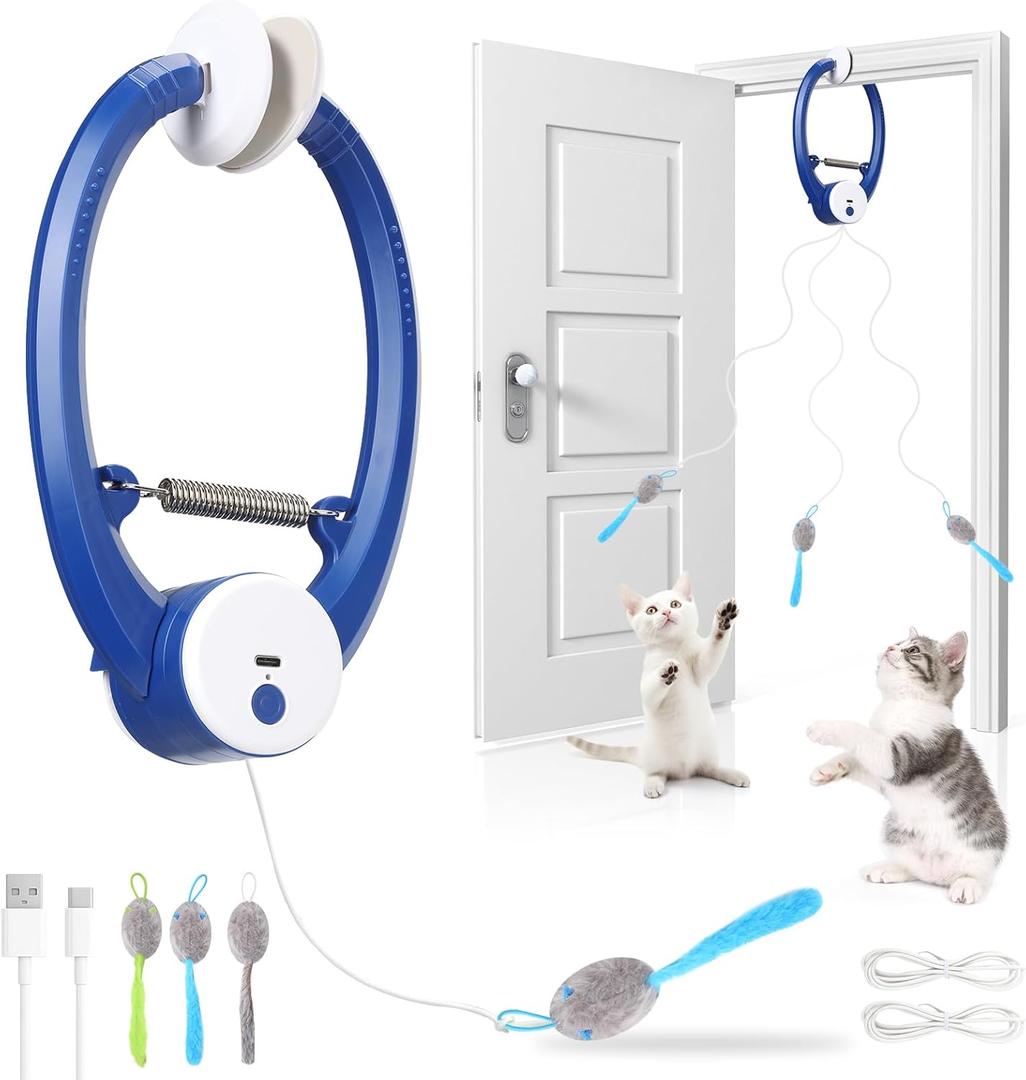 Interactive Cat Toys for Indoor Cats, Automatic Electric Flying Bird Feather Wand Toy, Best Kitten & Adult Cat Enrichment Toy Hanging Electric Kitty Toys for Bored Cats, Dark Blue Interactive Cat Toys for Indoor Cats, Automatic Electric Flying Bird Feather Wand Toy, Best Kitten & Adult Cat Enrichment Toy Hanging Electric Kitty Toys for Bored Cats, Dark Blue