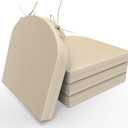 Outdoor Cushions for Patio Furniture Set of 4, 17 x 16 x 2 inch Waterproof Outdoor Chair Seat Cushions, Beige D-Shape with Non-Slip Ties (Round Corner)