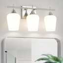 3 Light Bathroom Light Fixtures Over Mirror, 21 Inch Brushed Nickel Bathroom Vanity Lights, Modern Bath Wall Sconces with Frosted Glass Shade, OS-YQ9167-3BNW