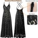 VFSHOW Womens Sexy V Neck Floral Lace Prom Formal High Slit Maxi Dress 2023 Spaghetti Strap Bridesmaid Wedding Guest Cocktail Evening Long Gown (Black, X-Small) 10905 BLK XS