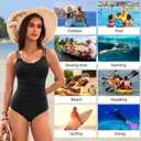 Daci Womens One Piece Swimsuit Tummy Control - Slimming Bathing Suit Scalloped Neck Swimwear 2026 (Black, XL)