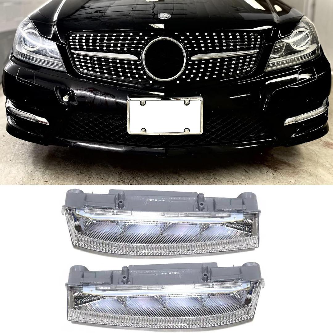 Egreat Fog Light LED Daytime Running Light Fog Lamp Compatible with 2007-2014 Mercedes Benz C Class W204 C250 C300 C350 E Class W212 E350 E63 Left#2049068900 Right#2049069000