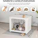 HDPE Pet Crate with Lockable Swivel Wheels, Ventilated Clear View Small Animal Cage Easy Clean Indoor Kennel for Puppy Rabbit Cat