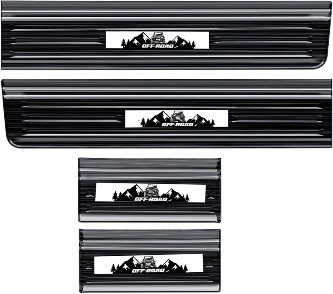 Buling Door Sill Guards Protector 304 Stainless Steel Compatible with Jeep Wrangler JL JLU 2018-2025 & Jeep Gladiator JT 2020-2025 Accessories Door Sill Protector (Brushed Texture 4 Door