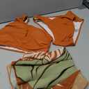 3 Piece Swimsuits for Women High Waisted Bikini Sets Retro Swimsuit with Cover up Beach Wrap Skirt (Orange, M)