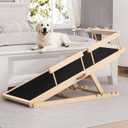 Dog Ramp for High Bed, Couch, Car, Pet Ramps 55.12" Long Adjustable 19.3"-27.17" Wooden Dog Step with Anti-slip Rubber Mat & Safety Side Rails for Older Pets, up to 250 lbs
