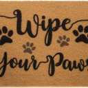 Funny-Welcome-Mats for Front Door Wipe-Your-Paws Dog Doormat Nature Coir Non Slip Rubber Indoor Floor Mats for Home Outdoor Entrance 17" x 30" (Yellow)