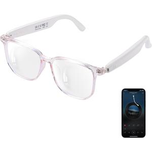 Smart Glasses for Women, Open Ear Audio Bluetooth glasses with Speakers & Mic, Anti-Blue Light Lenses, Voice Assistant, Touch Control, IPX5 Waterproof, Hands-Free Calls & Music Glasses Headphones